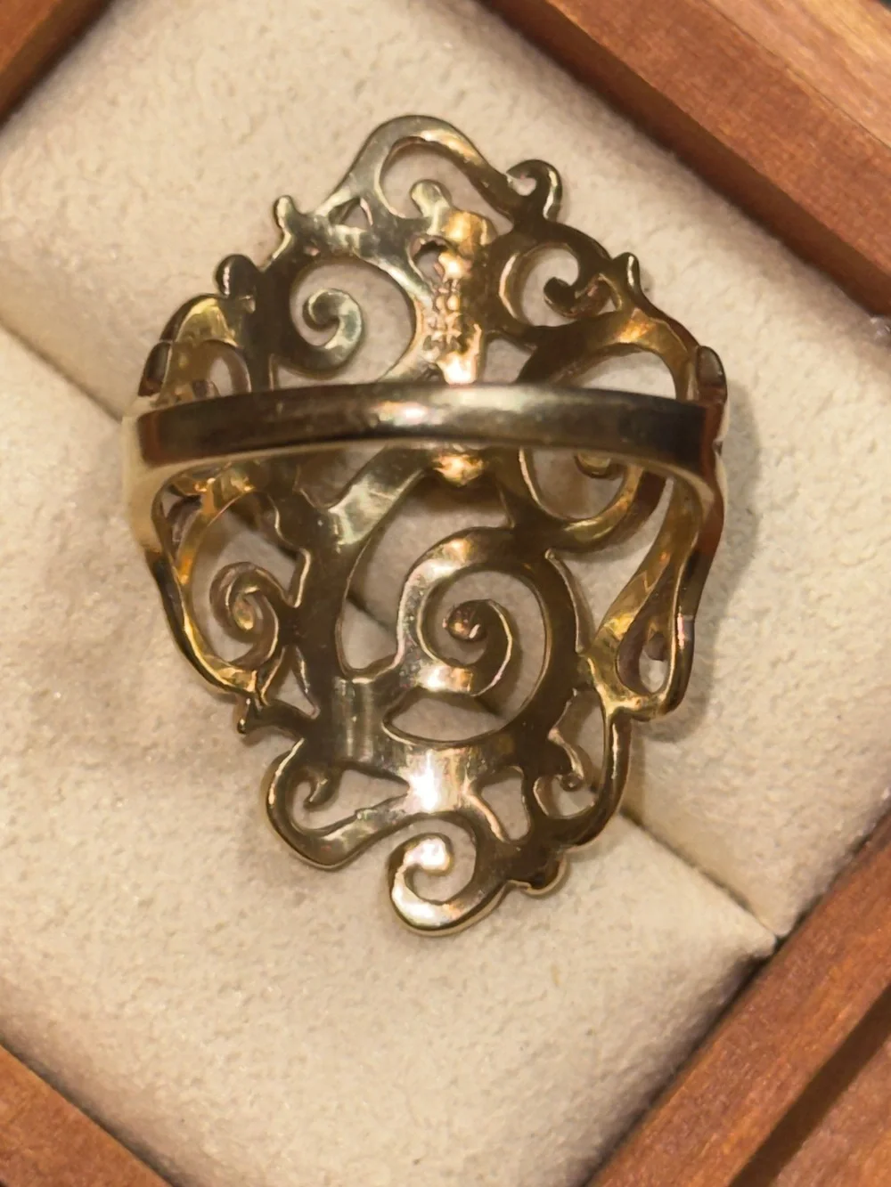 James Avery Sorrento  Long 14k Gold Swirl Filigree Ring Sz.8